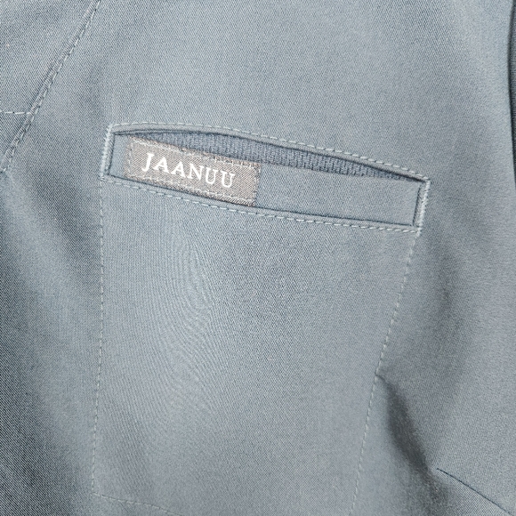 Jaanuu Relaxed Three Pocket Short Sleeve Scrub Top Teal Blue Green Sz S - Picture 7 of 10